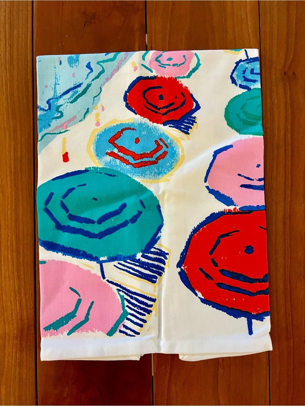 Colorful Cotton Beach Umbrella Print Kitchen Towel - NWT!